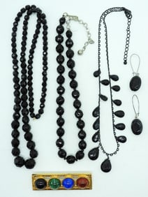 BLACK BEADED VINTAGE NECKLACES & MORE