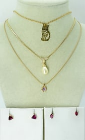 (3) FASHION NECKLACES & GEMSTONE EARRINGS