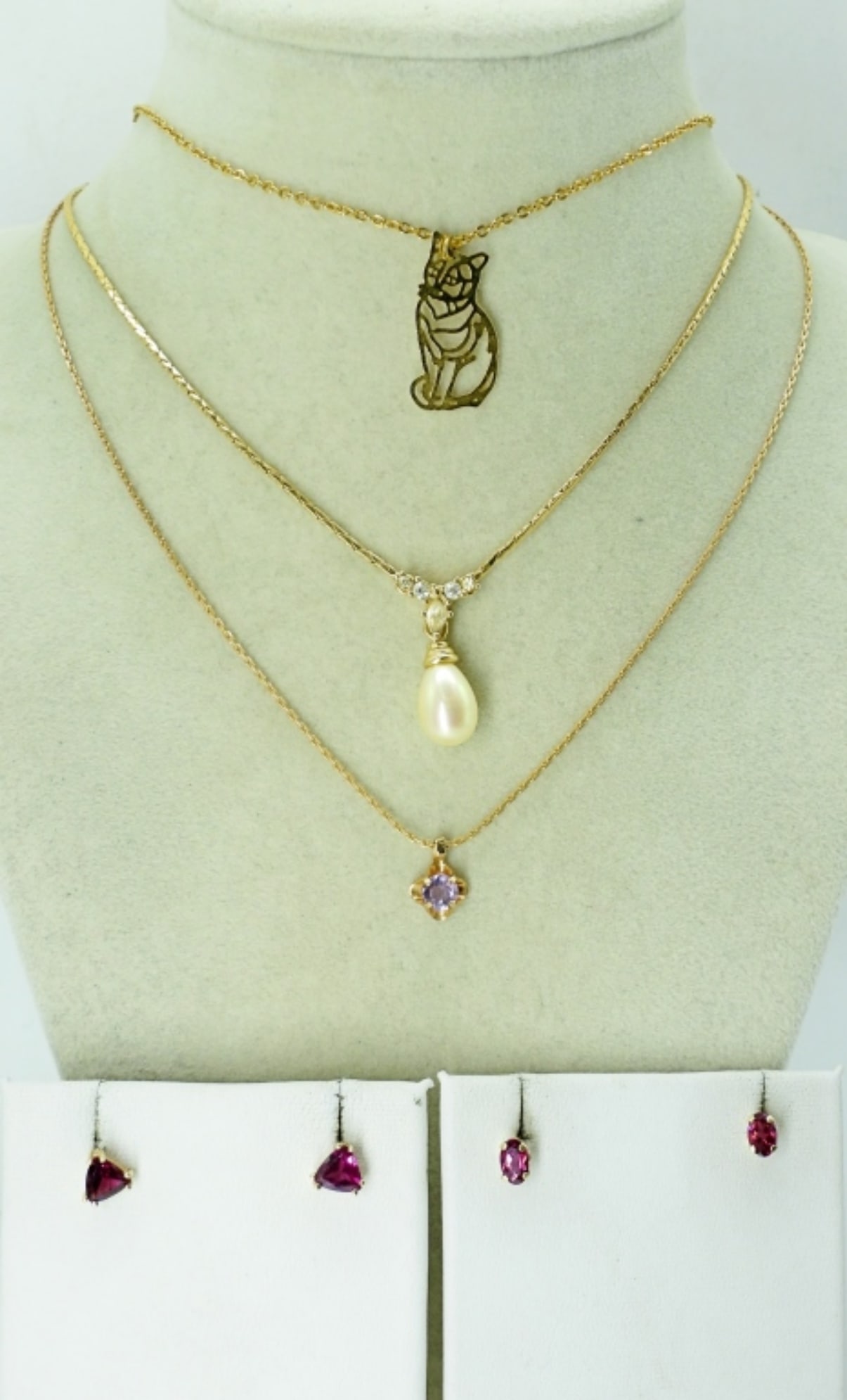 (3) FASHION NECKLACES & GEMSTONE EARRINGS (1 of 1)