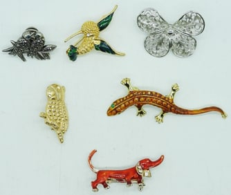 (6) ANIMAL BROOCHES
