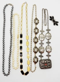 (5) FASHION NECKLACES & PIN