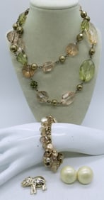 4 PIECE LADIES BEADED NECKLACE & MORE