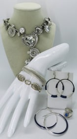 6 PIECE SILVER TONE FASHION JEWELRY