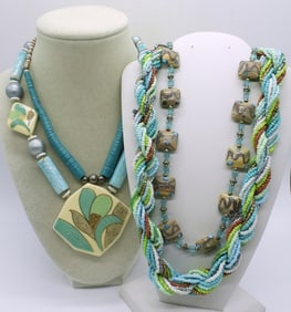 FOUR VTG BEADED NECKLACES
