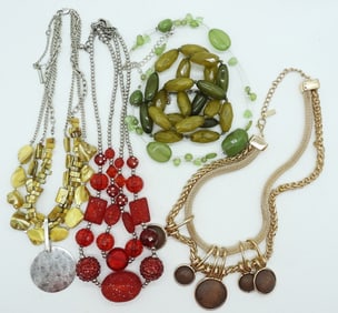 (5) CHUNKY BEADED FASHION NECKLACES