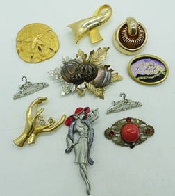 (10) FASHION BROOCHES / PINS