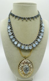 BLUE RHINESTONE VTG NECKLACES