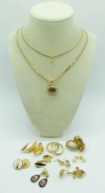 (11) VTG EARRINGS & NECKLACES GOLD TONE