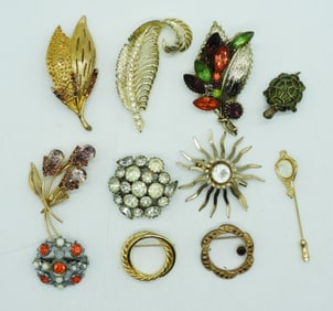 (11) VINTAGE RHINESTONE PINS