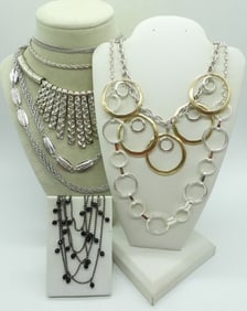 (7) SILVER TONE FASHION NECKLACES