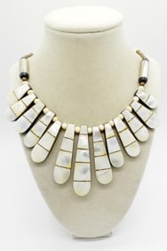 VTG MOTHER OF PEARL/WOOD NECKLACE