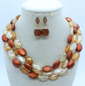 RED TONES BEADED SET