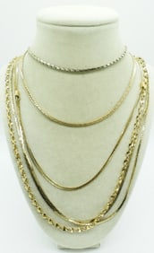 (4) FASHION CHAIN NECKLACES