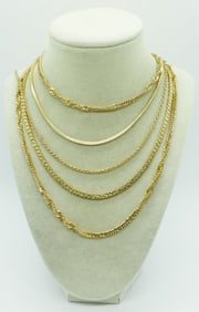 (4) GOLD TONE CHAIN NECKLACES