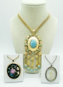 THREE LARGE FASHION NECKLACES