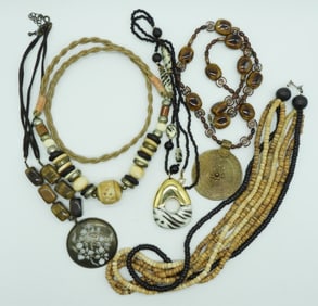 (5) VTG GEMSTONE & BEAD FASHION NECKLACES