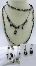 BLACK & SILVER COSTUME JEWELRY SET