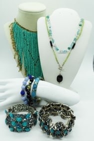TEAL  BEADED BRACELETS & NECKLACES