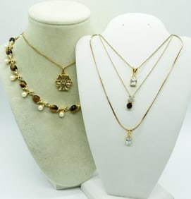(5) GEMSTONE FASHION NECKLACES