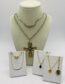 (7) FASHION NECKLACES - GOLD TONE