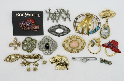 (16) VINTAGE BROOCHES & CLIPS