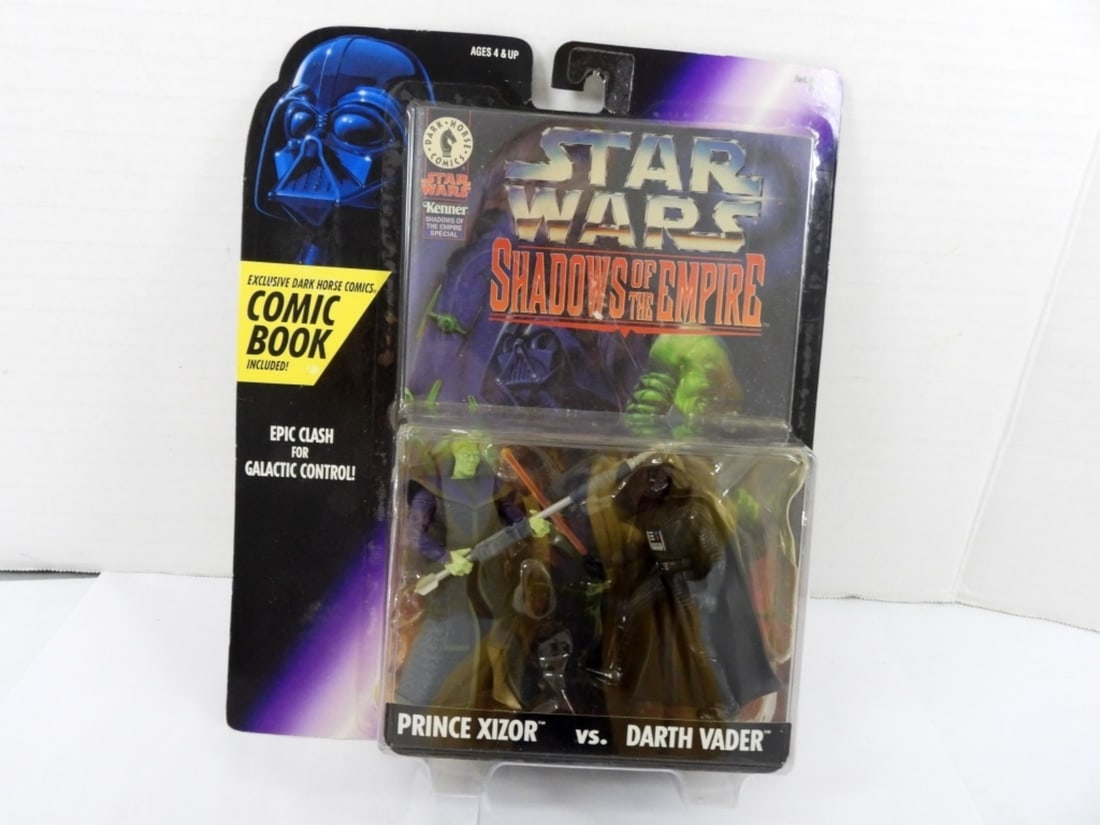 1996 STAR WARS PRINCE XIZIR & DARTH VADER: 1996 KENNER STAR WARS SHADOWS OF THE EMPIRE PRINCE XIZIR & DARTH VADER WITH COMIC BOOK