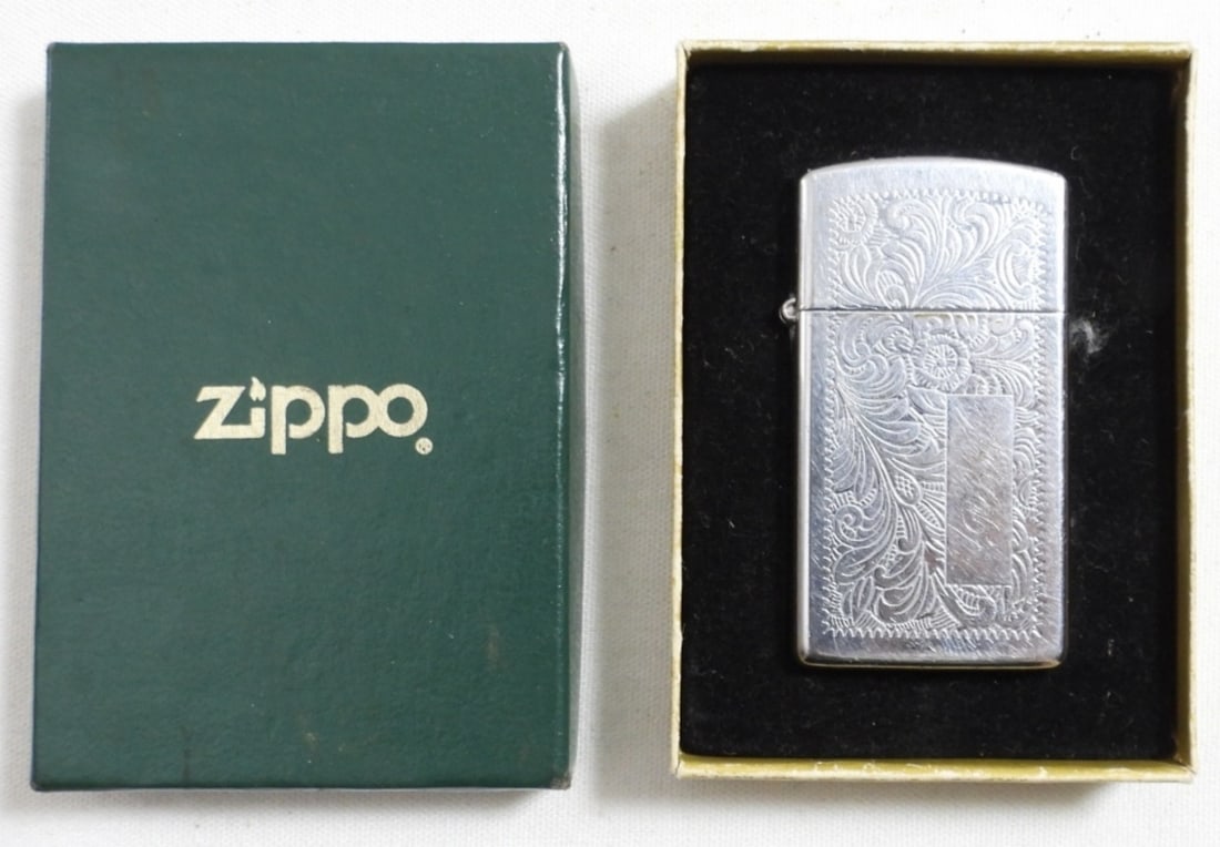 1992 SLIM VENETIAN CHROME ZIPPO ( FIRED) (1 of 4)