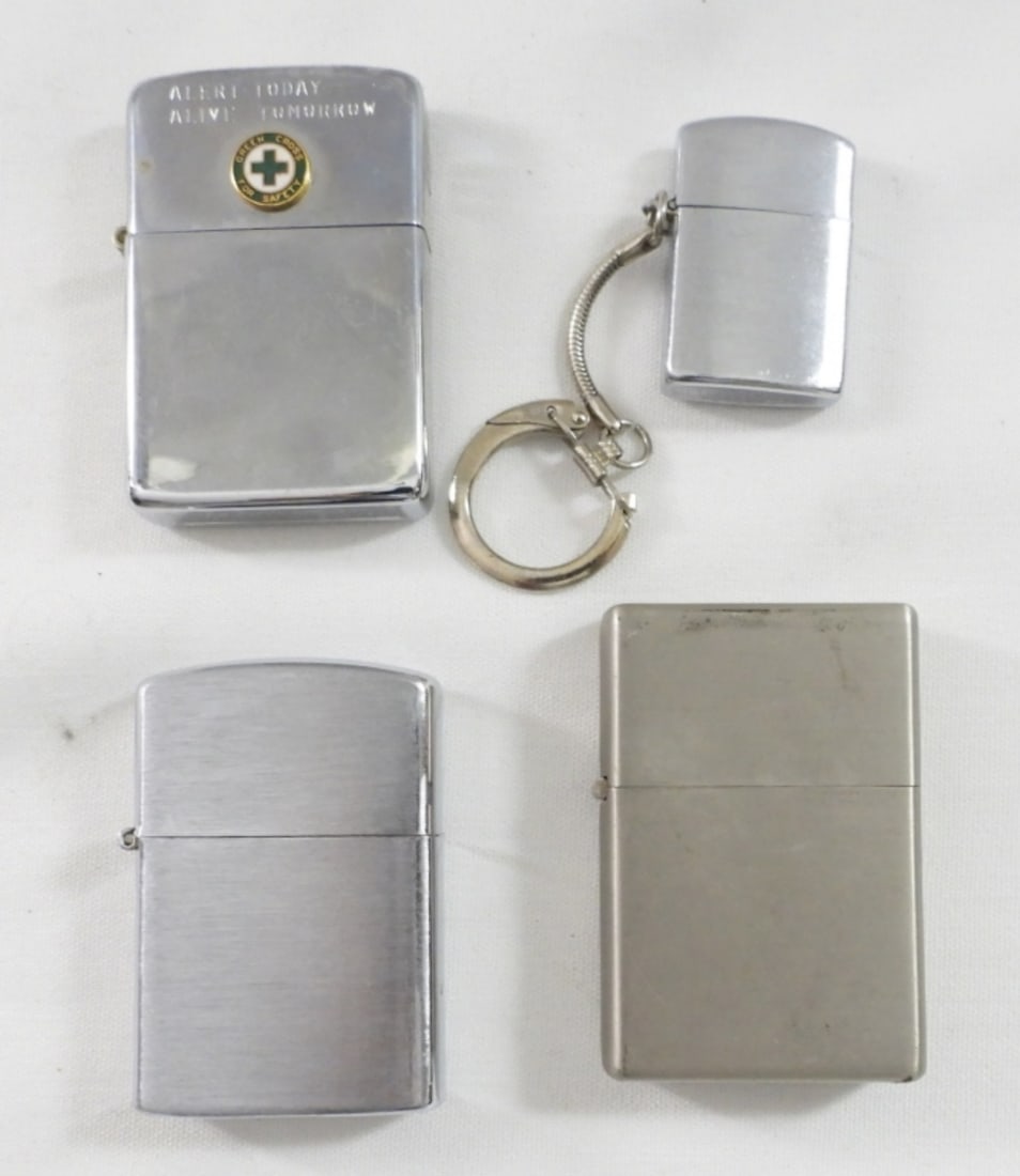 (3) SILVER TONE LIGHTERS & KEYRING LIGHTER (1 of 2)