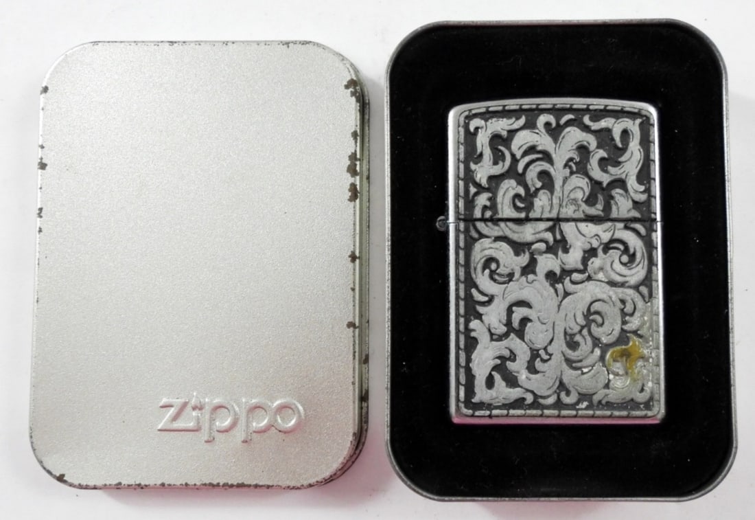 2003 SEALED MARLBORO STORMING SCROLL: 2003 SEALED MARLBORO STORMING SCROLL ZIPPO LIGHTER IN TIN
