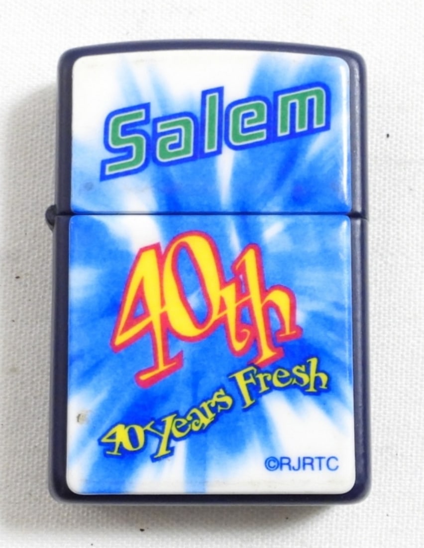 1995 BLUE SALEM 40TH, 40 YEARS FRESH ZIPPO: 1995 BLUE SALEM 40TH, 40 YEARS FRESH ZIPPO (FIRED)