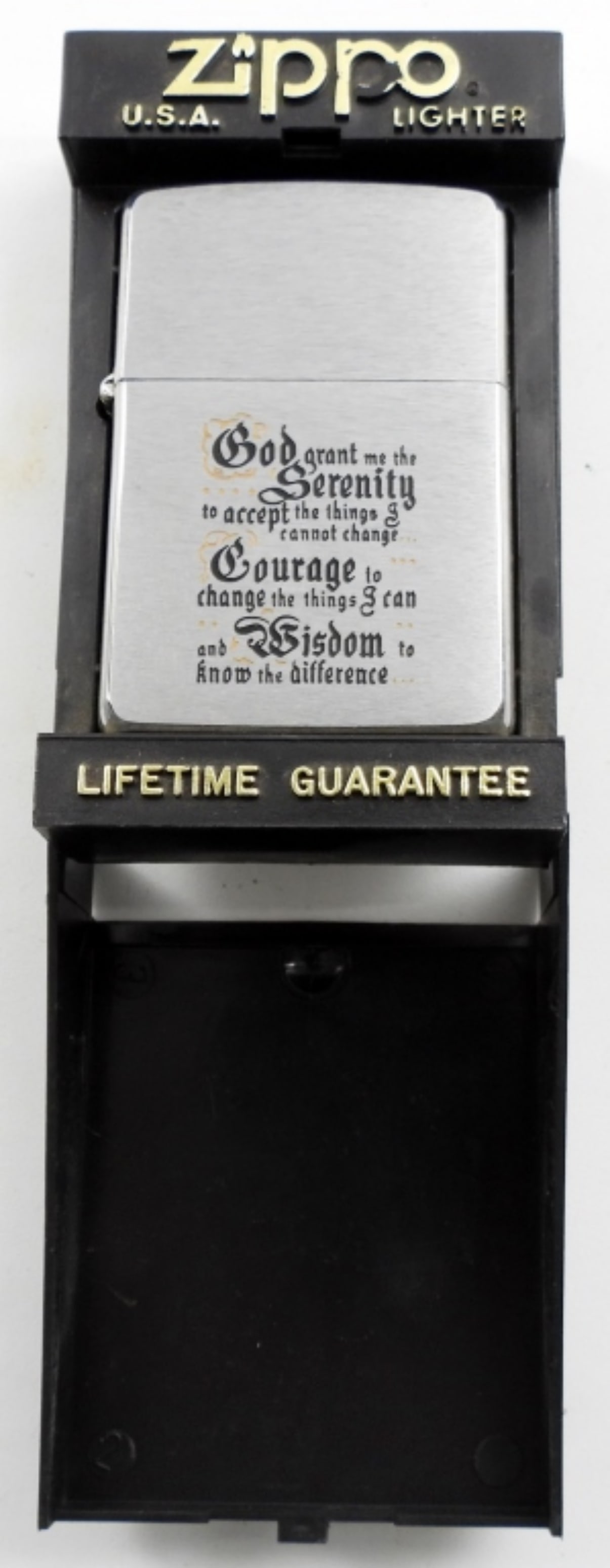 1996 SEALED/UNFIRED SERENITY PRAYER ZIPPO: 1996 SEALED/UNFIRED SERENITY PRAYER ZIPPO IN CASE