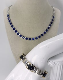 LAB CREATED SAPPHIRE SET IN STERLING