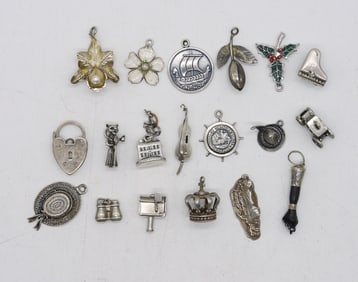 (19) VINTAGE STERLING CHARMS