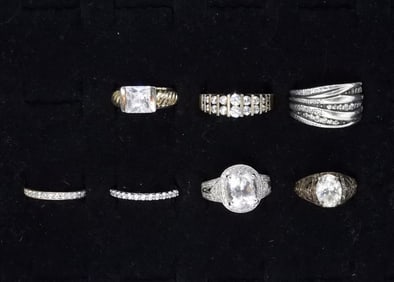 (6) STERLING BRIDAL STYLE RINGS