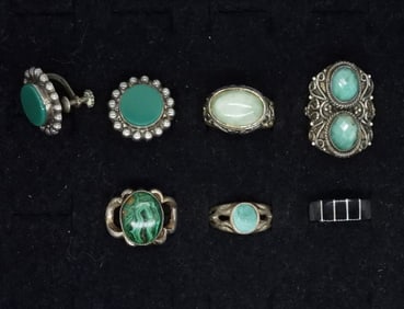 GREEN GEMSTONES RINGS & EARRINGS