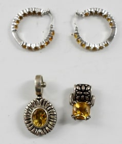 YELLOW CITRINE STONE 925 JEWELRY LOT