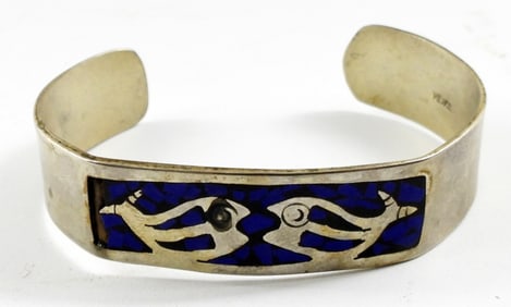 MEXICO 925 CUFF BRACELET INLAY STONE