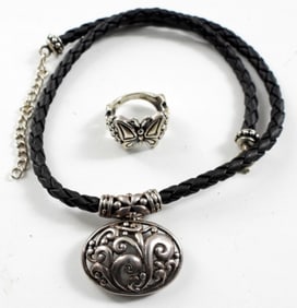 925 BUTTERFLY RING & ORNATE NECKLACE