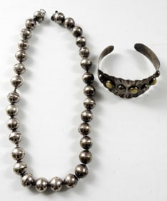 MEXICO STERLING NECKLACE AND CUFF BRACELET
