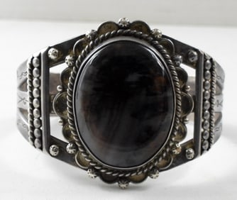 STERLING STONE CUFF BRACELET