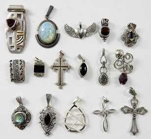 (16) STERLING  PENDANTS