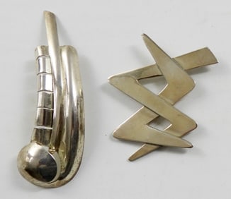 (2) ABSTRACT STERLING PINS - MEXICO 925
