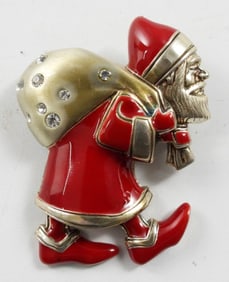 SIGNED MMA 925 RED SANTA BROOCH