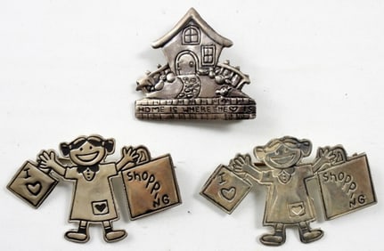 (2) MEXICO 925 "I HEART SHOPPING" PINS &
