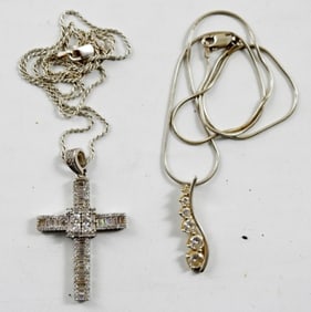 FZN STERLING PAVE CROSS NECKLACE