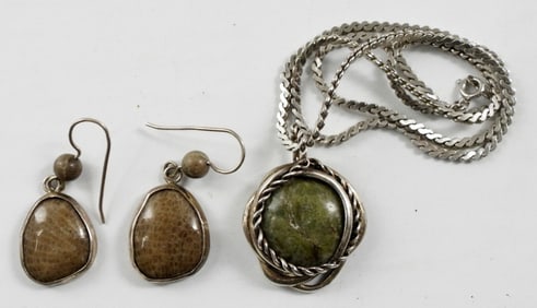 925 IRELAND NATURAL STONE NECKLACE &