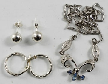 STERLING ESPO  NECKLACE & EARRINGS