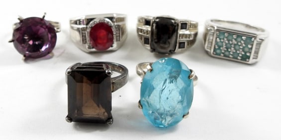(6) STERLING STATEMENT RINGS