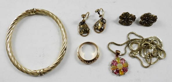 (5) PIECE VINTAGE GOLD TONE STERLING  JEWELRY