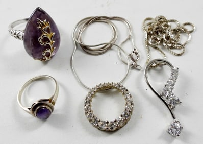 (2) STERLING NECKLACES AND 2 RINGS
